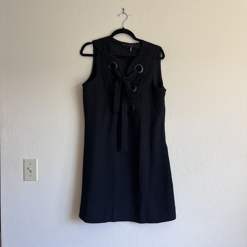 English Factory Lace-Up Detail Woven Mini Dress — Size L
